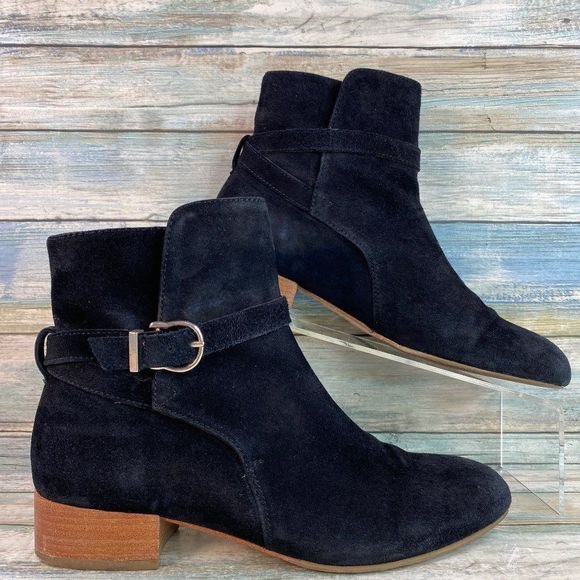 & Other Stories Ankle Boot Bootie Womens 9 Black Suede Stacked Block Heel Casual - Picture 1 of 13